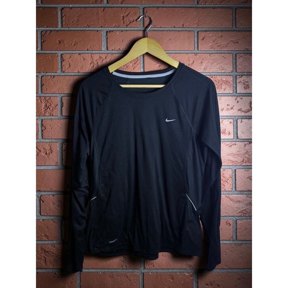 Nike Dri-FIT Black Long Sleeve Athletic Running Shirt Youth Large L 12-14